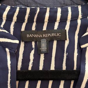 Banana Republic Blue and Cream Striped Midi Dress with Pockets